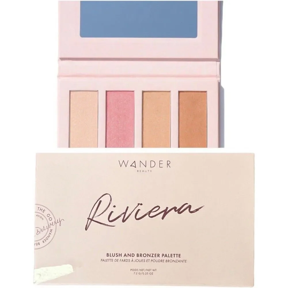 Wander Beauty Riviera Blush and Bronzer Palette-Peachy & Pink Pearl, Neutral Tan